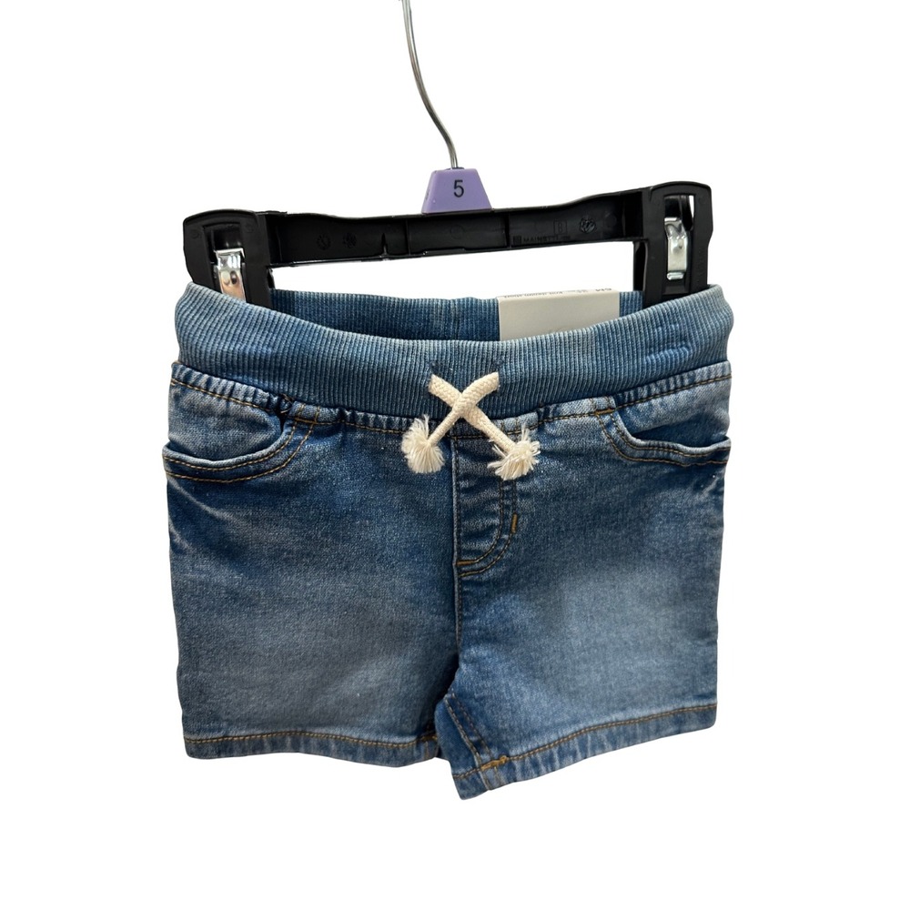 Okie Dokie Baby Knit Denim Shorts – Size 6M, Blue Jean